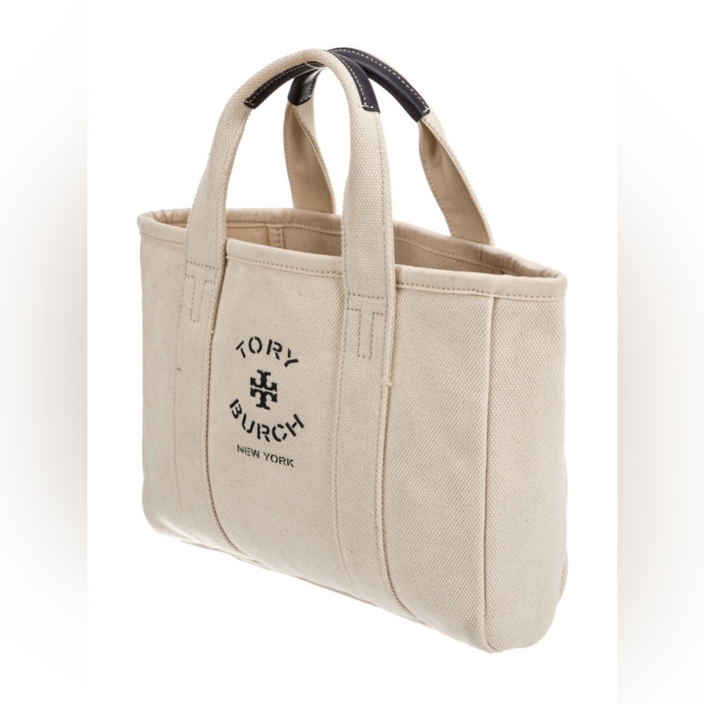 TORY BURCH *NWOT* Mini Mercer Canvas Tote Bag in Natural - Picture 2 of 11
